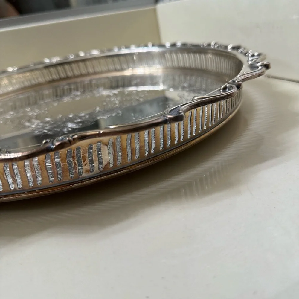 Vintage antique Joanne Silverplate Hollowware webster wilcox tray plate serving